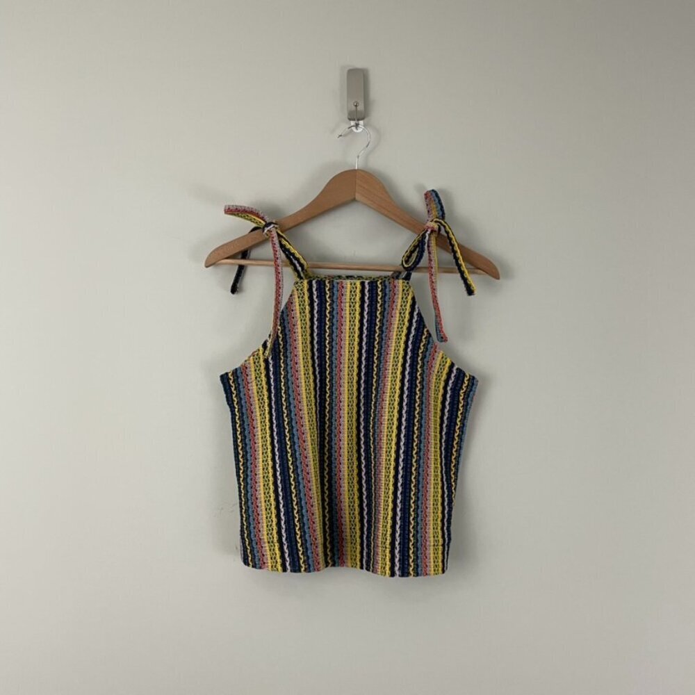 Madewell Texture & Thread Tie-Shoulder Tank Top in Rainbow Crochet Size Small